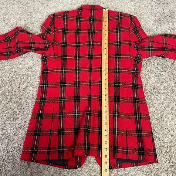 Vintage Blazer Jacket Womens Size 6 Red Plaid Tartan Wool Single Button 90s - Picture 11 of 11